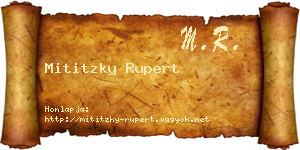 Mititzky Rupert névjegykártya